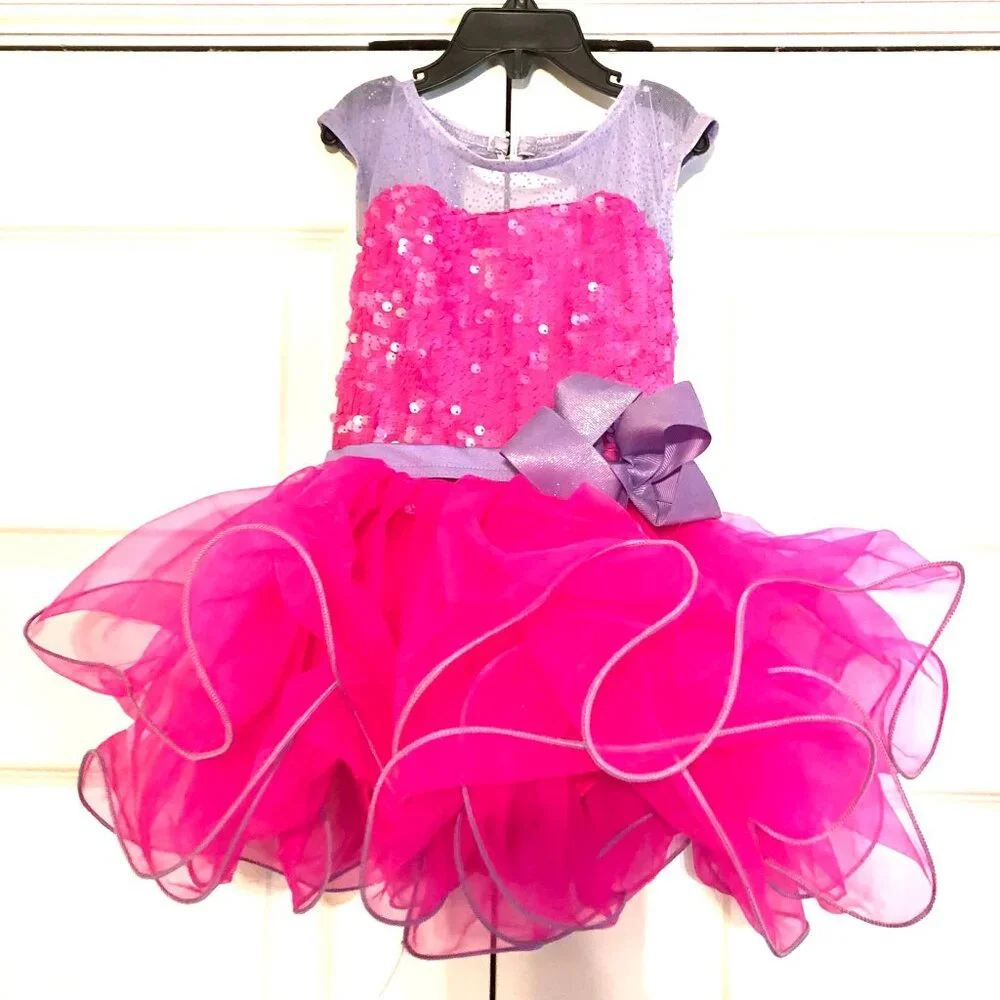New WEISSMAN Showtime Dance/Costume One Pc Tutu Dress Hot Pink\Lavender S